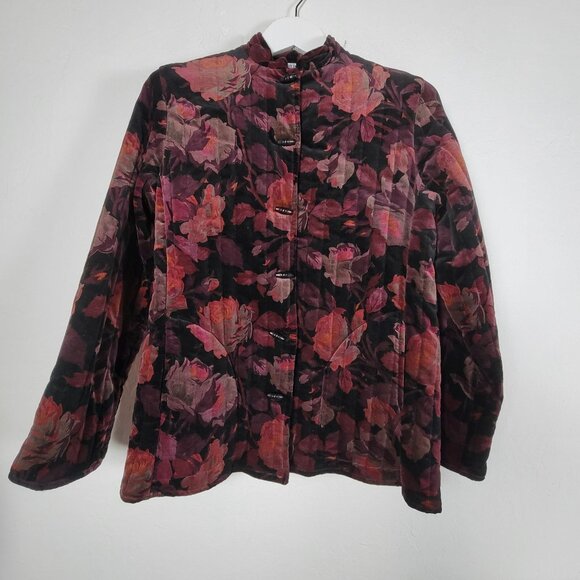 Vintage Sun'n Sand Floral Velvet Jacket With Chinese Knot Buttons - Picture 1 of 8